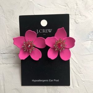 J Crew Flower Statement Stud Earring Pink